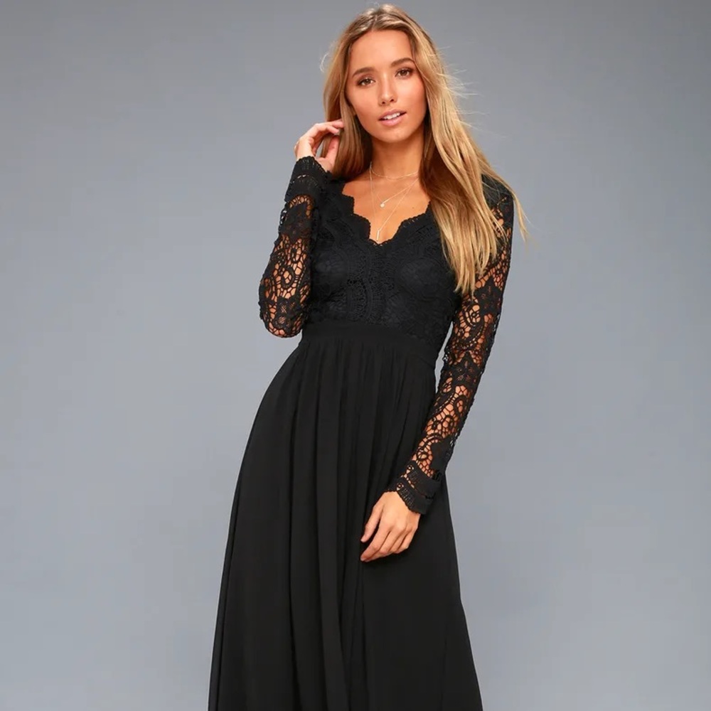 Lulu’s Black Lace Evening Dress